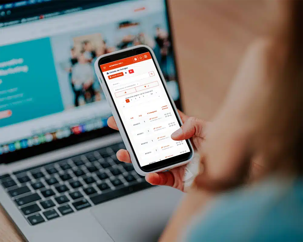 Pantalla de la app de OVE con el fichaje del día