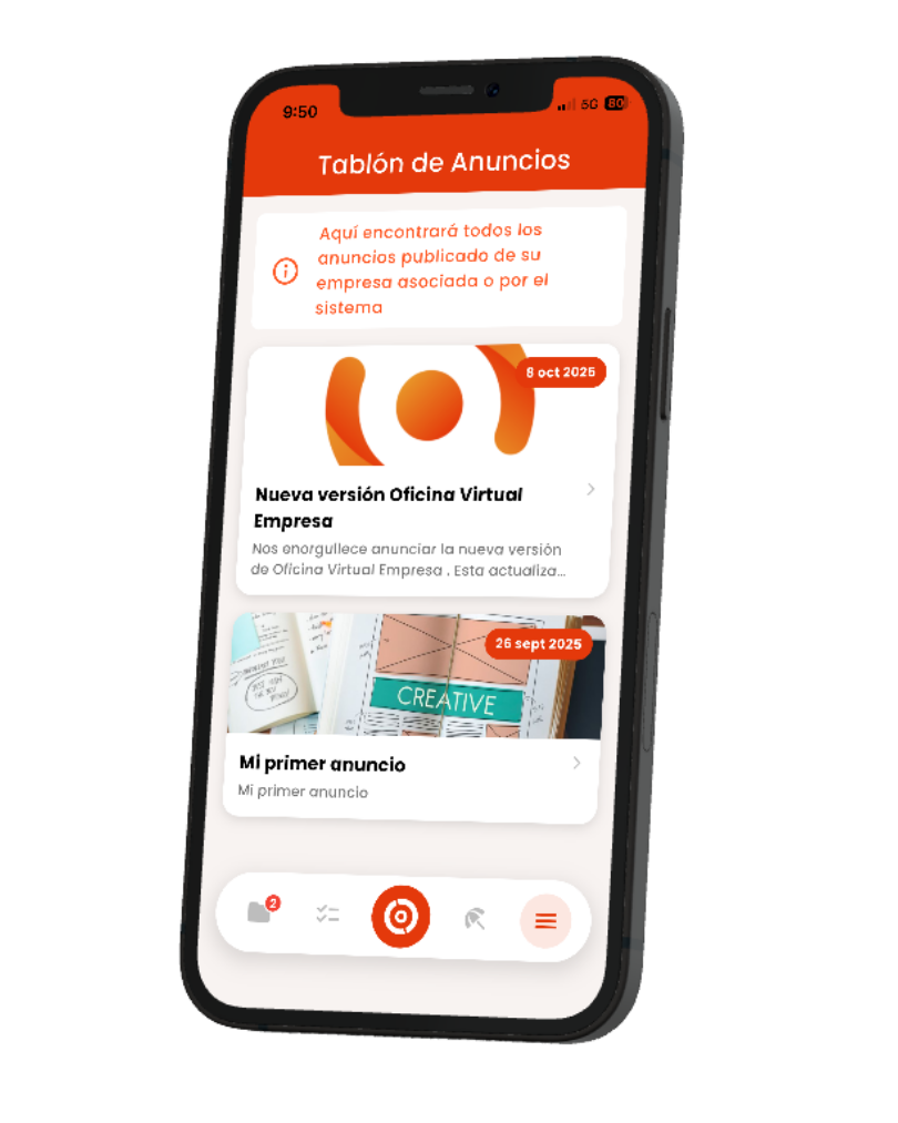 Anuncio recibido en la app móvil del trabajador