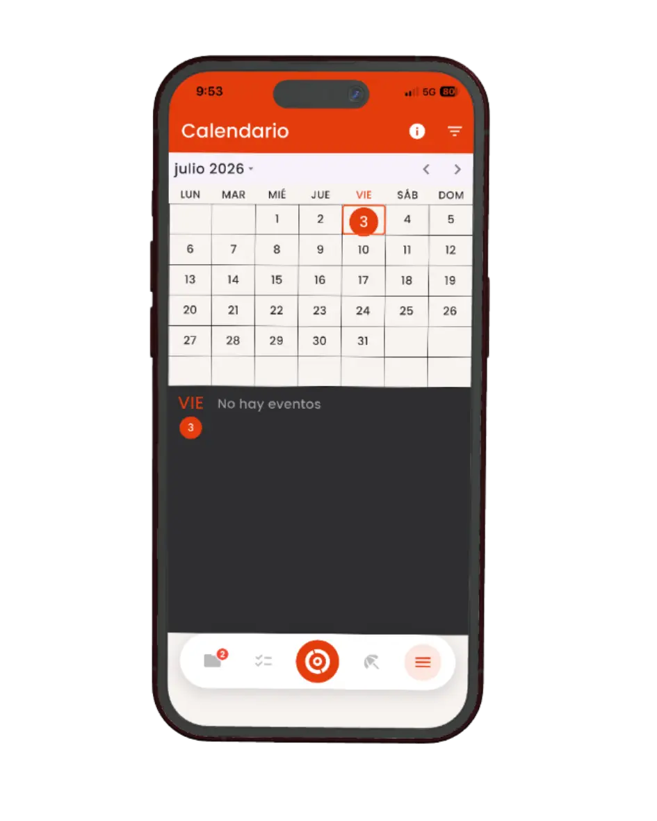 Calendario laboral en la app de OVE